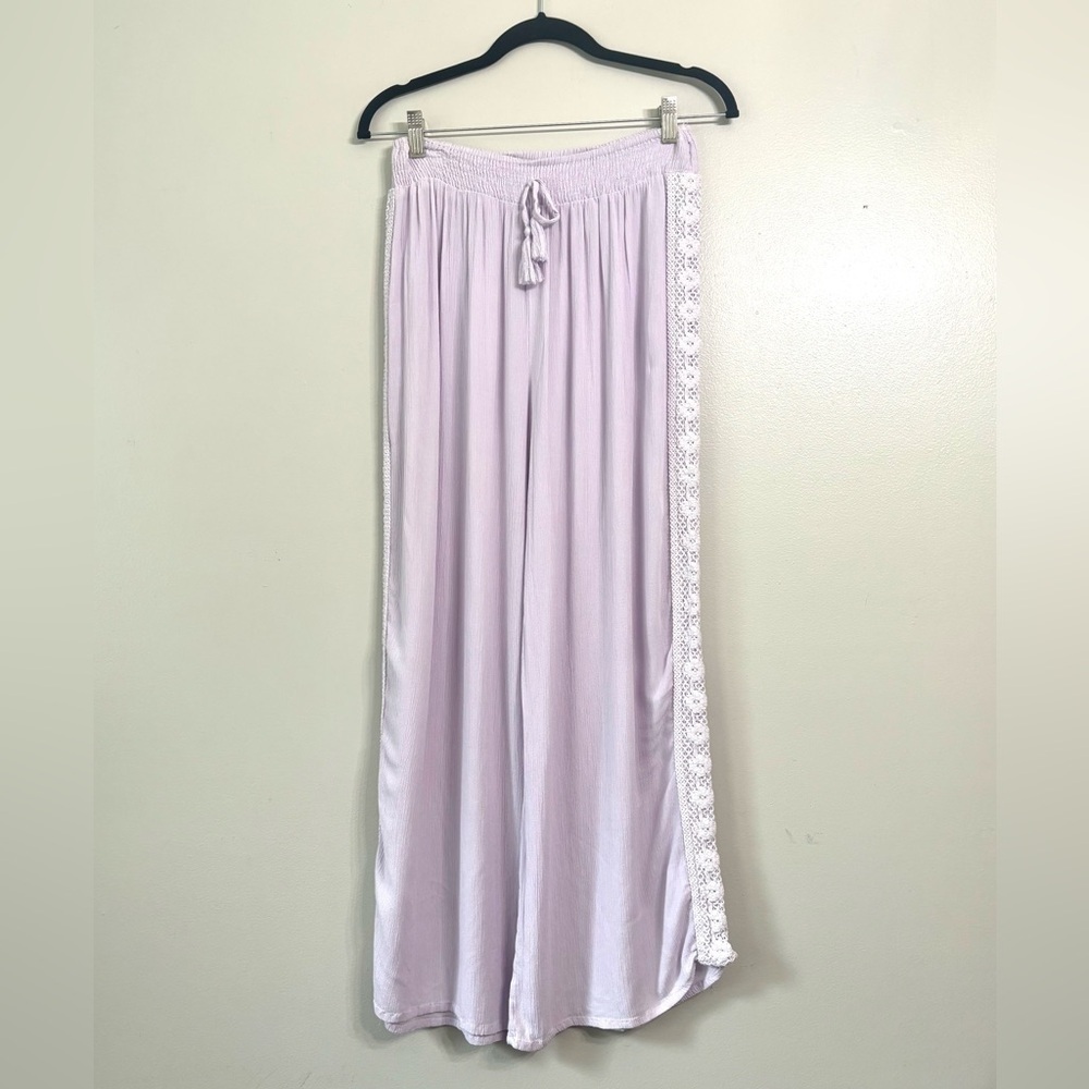 Kiwi & Punch Wide Leg Purple Pants Embroidered